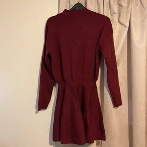 Boohoo Burgundy Long Sleeve Dress